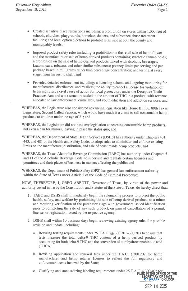 Governor Greg Abbot Executive Order GA-56 page 3