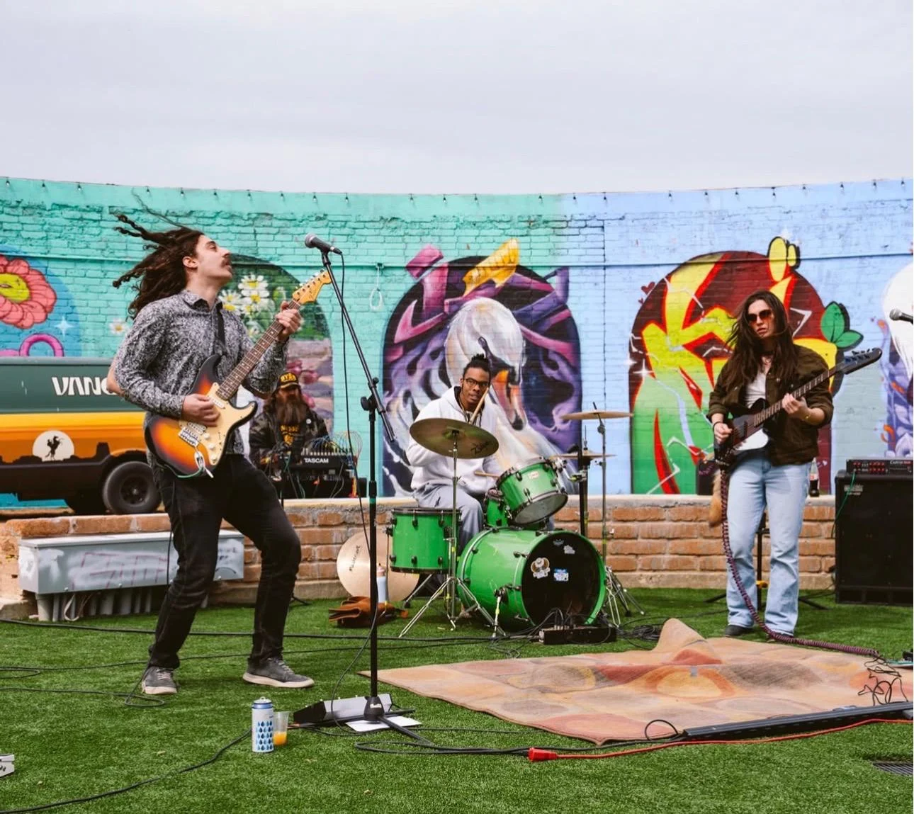 Live band performing outdoors at Hope Outdoor Gallery in Austin